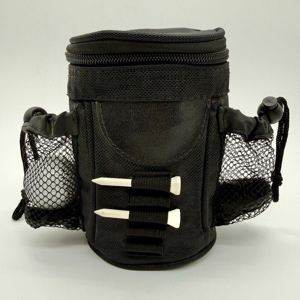 Golf Bag Holds 5-Golf Tees, 4-Balls, Beverage Clips to Cart -Zips Up Golfer Gift